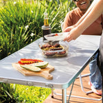 Mesa Dobrável Com Alça De Transporte Ajuste Altura Aluminio Cor Cinza