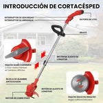 podadora inalámbrica alcanzando rincones y bordes del jardín