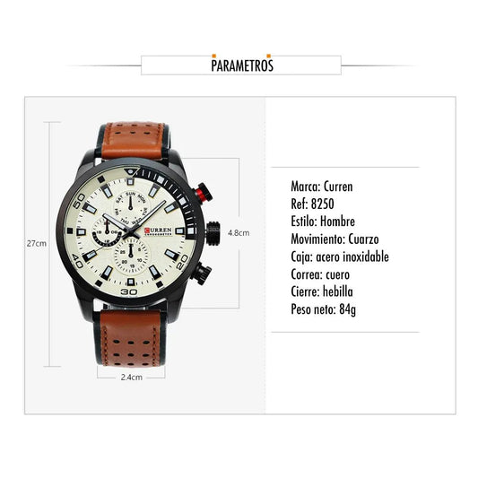 Reloj Curren 8250 Hombre Correa Cuero Legítimo - Minha loja