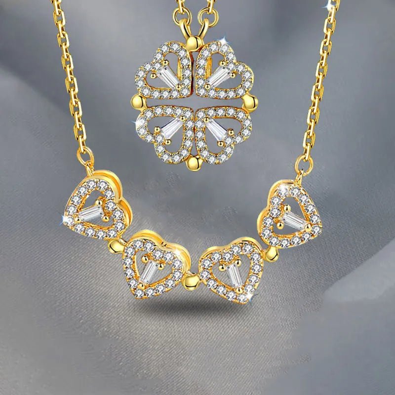 Collar Trebol Corazon + Caja Lujo 1 Rosa - Minha loja
