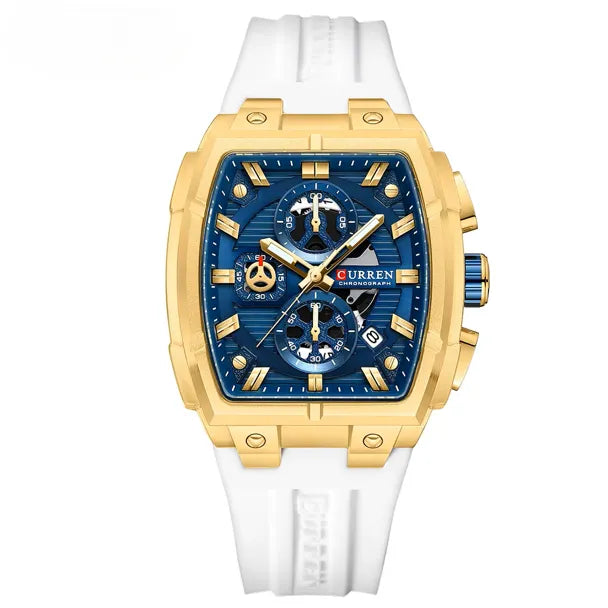 Reloj CURREN 8488 blanco cronógrafo Skeleton correa silicona hombre Colombia