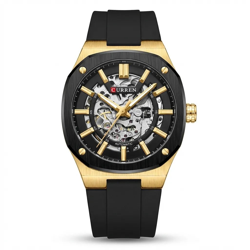 Reloj Automático Curren 8485 Mecánico Dorado Negro - Minha loja
