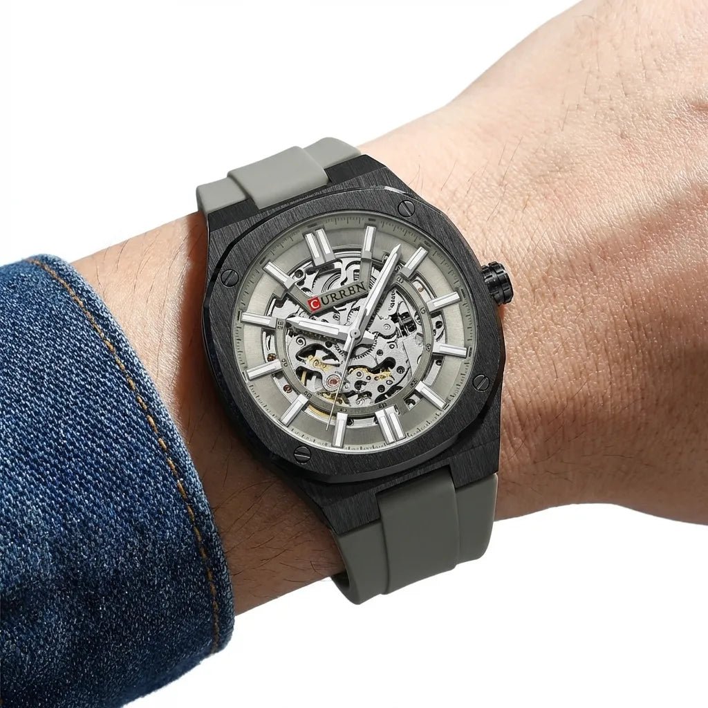 Reloj Automático Curren 8485 Mecánico Plata Negro - Minha loja