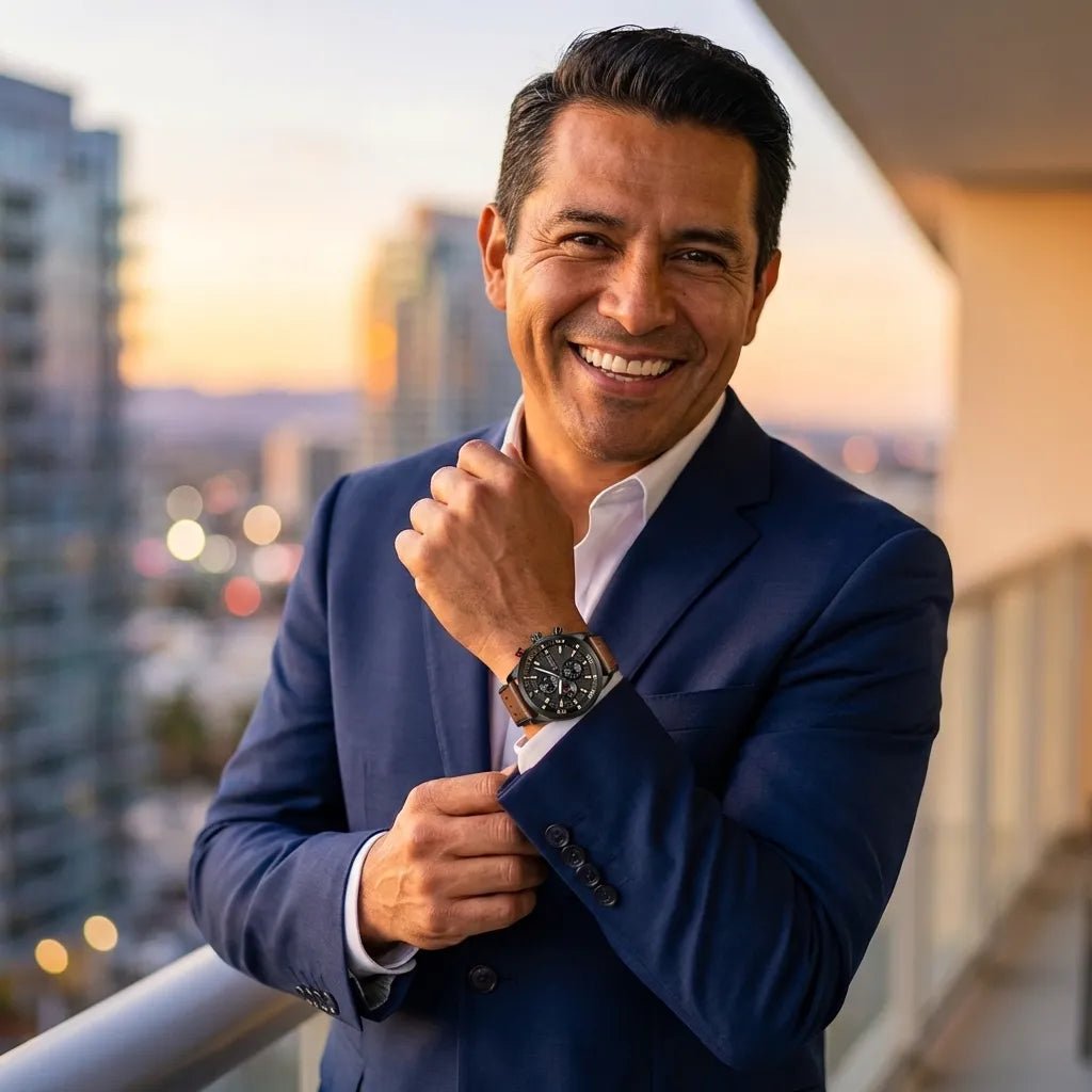 Reloj Curren 8250 Hombre Correa Cuero Legítimo Cafe Oscuro - Minha loja