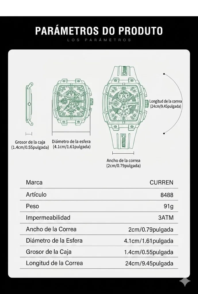 Reloj Curren 8488 Pulso Silicona Hombre - Minha loja
